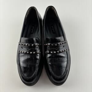 Paul Green Studded Black Patent Leather Loafers Sz 8 Lug Sole